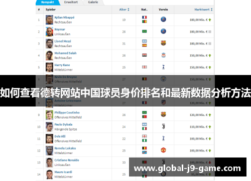 如何查看德转网站中国球员身价排名和最新数据分析方法 如何查看德转网站中国球员身价排名和最新数据分析方法