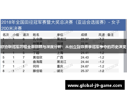 欧协联冠军历程全面回顾与深度分析：从创立到各赛季冠军争夺的历史演变